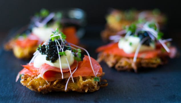Parsnip Latkes with Creme Fraiche and Caviar